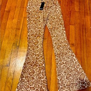 Giraffe print “Nasty Gal” bell bottom pants